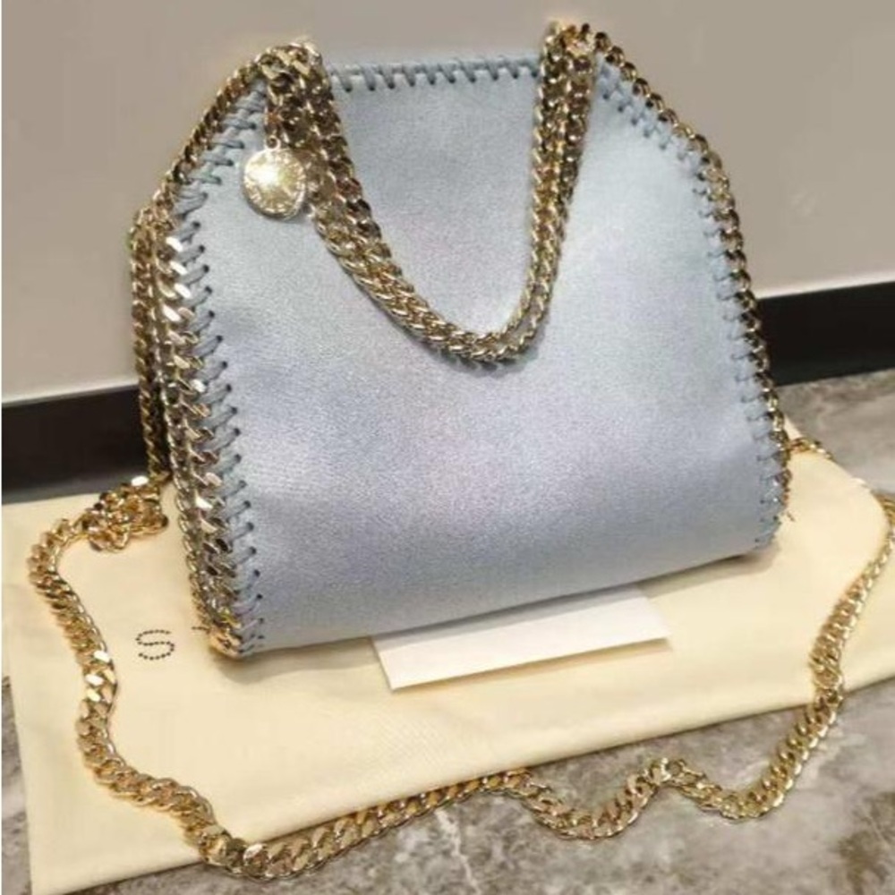 Stella McCartney Light Blue Chain-Trim Shoulder Bag - Picture 2 of 9